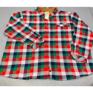Legendary Whitetails Red and Green Plaid Casual Button Down Shirt